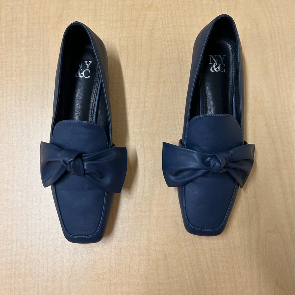New York & Company Dark Blue Bow Loafers